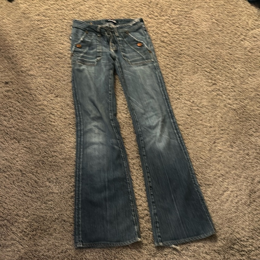 flare jeans with cute back pocket details